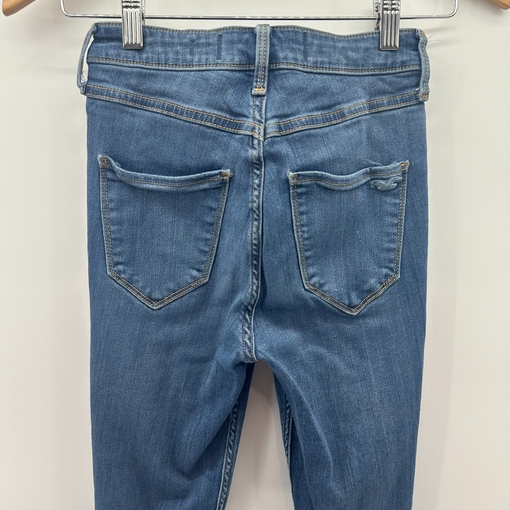 Hollister Jegging Jeans Juniors 1R 25x28 Blue Ultra High Rise Stretch Distressed - Picture 3 of 10